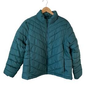 NWT GAP Womens Full ZIp Puffer Quilted Coat Jacket Teal Size XL Gorpcore Outdoor
